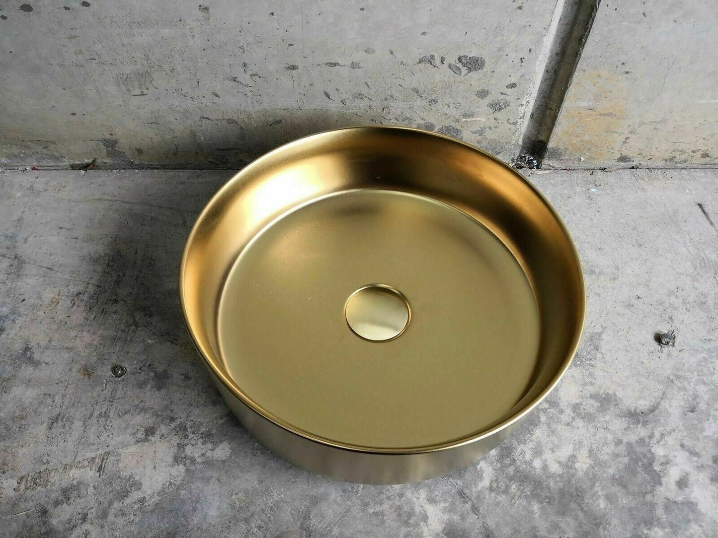 Matte Brass Gold Round 360 mm Dia on top counter basin porcelain sink electplate